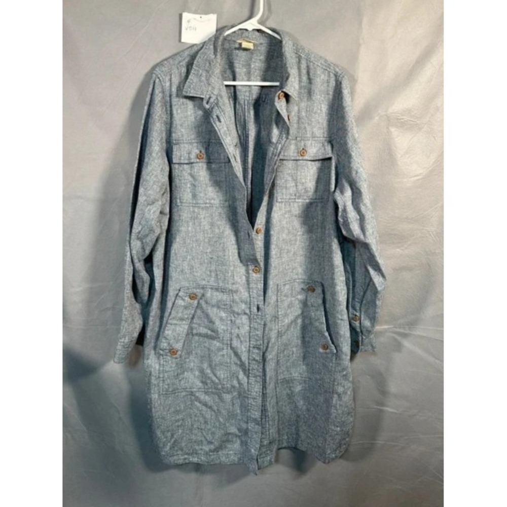 Duluth Trading Womens Hemp Tunic Top Shirt Dress XXL Organic Chambray 2XL